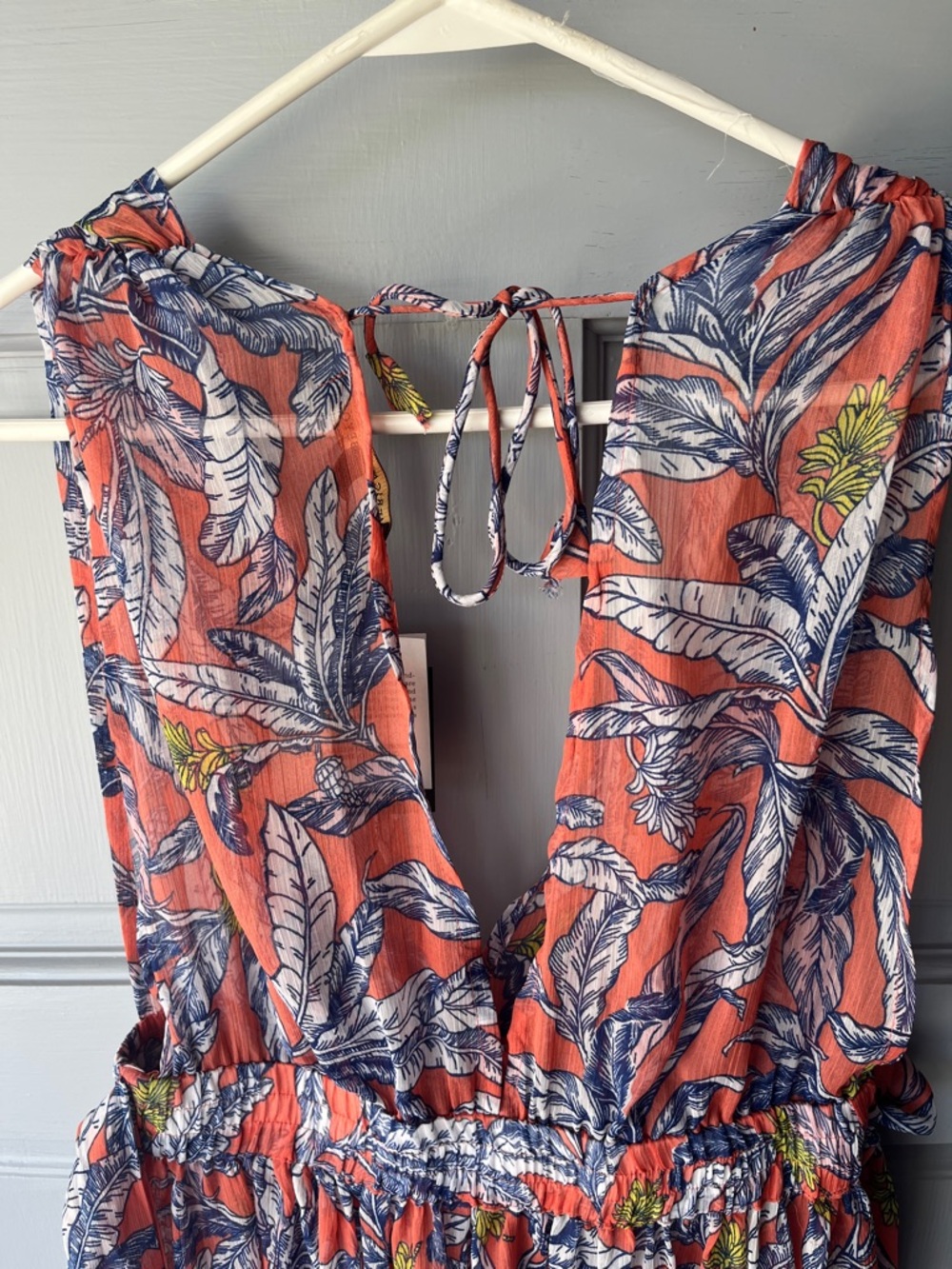 America & Beyond NEW Tropical Leaf Print Maxi Dress Coverup Women’s Sz M - Picture 4 of 12